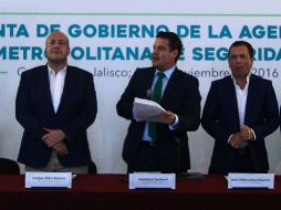 Enrique Alfaro, Aristóteles Sandoval y Pablo Lemus en la junta de Gobierno de la ASM. EL INFORMADOR / E. Barrera