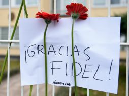 Flores son colocadas en varias representaciones diplomáticas de Cuba alrededor del mundo, como en Berlín. AP / R. Jensen