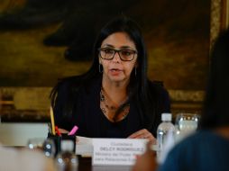 La canciller venezolana, Delcy Rodríguez se mostró molesta por la decisión del Mercosur. AFP / F. Parra