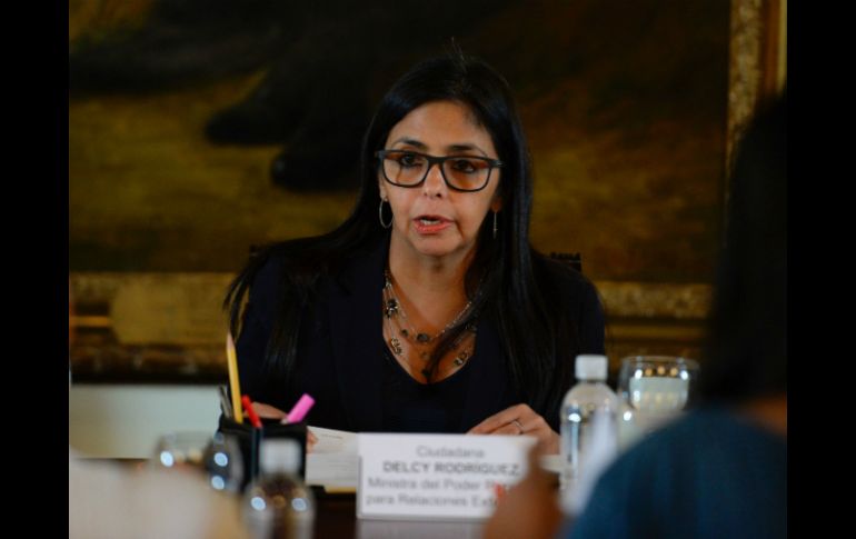 La canciller venezolana, Delcy Rodríguez se mostró molesta por la decisión del Mercosur. AFP / F. Parra