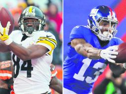 Desde 2014, Antonio Brown (izquierda) y Odell Beckham (derecha) acumulan 33 recepciones de anotación cada uno. AP /