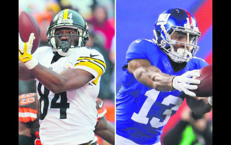 Desde 2014, Antonio Brown (izquierda) y Odell Beckham (derecha) acumulan 33 recepciones de anotación cada uno. AP /