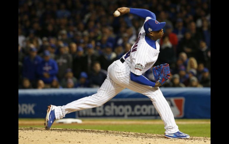 Aroldis Chapman. El pitcher cubano registra lanzamientos arriba de las 100 millas por hora. AP / N. Huh