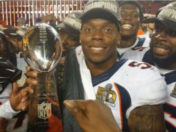 Marshall contribuyó al Supertazón que Denver ganó este año contra la Panteras de Carolina. TWITTER / @BMarshh54