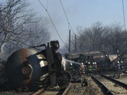 La explosión siguió al descarrilamiento de un tren que transportaba gas. AP / P. Momchilov