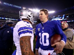 El mariscal de campo de los Gigantes, Eli Manning, mantuvo su record perfecto contra pasadores novatos. AFP / A. Bello