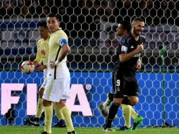 Karim Benzema celebra el primer gol del partido. Un disparo al ángulo en el último minuto del primer tiempo. AFP / T. Kitamura