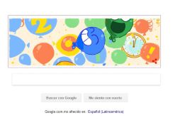 En el ''doodle'' se aprecia un reloj que muestra los minutos posteriores al año viejo. ESPECIAL /