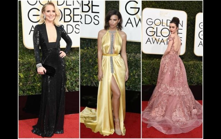 Kristen Bell, Emily Ratajkowski y Lily Collins, son algunas de las famosas que han desfilado por la alfombra roja. ESPECIAL /