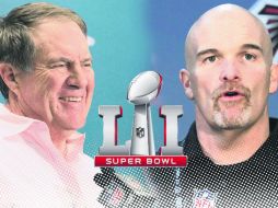 Bill Belichick y Dan Quinn, coaches de Patriotas y Halcones, respectivamente, asumen su rol de mantener listos a sus equipos. EL INFORMADOR / J. López