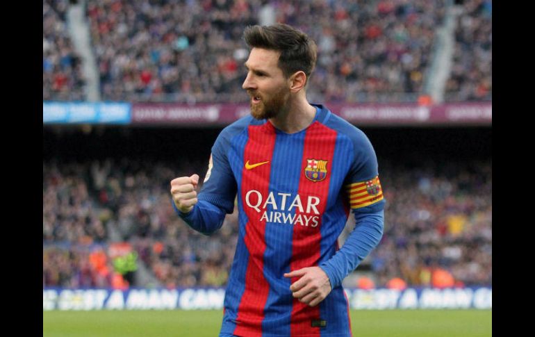 Messi celebra su tanto, el segundo para los catalanes. EFE / T. Albir