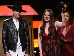 Los hermanos Jesse y Joy presumen su Grammy desde Los Ángeles. AFP / V. Macon