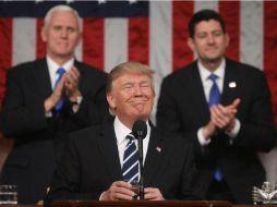 Trump confirmó la construcción del muro fronterizo sin mencionar en ninguna parte de su discurso a México. AFP / L. Scalzo