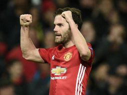 Juan Mata celebra el solitario tanto del United. AFP / O. Scarff