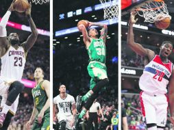 Cavaliers (izq.), Celtics (centro) y Wizards (der.), vivirán un cierre de temporada regular muy peleado. AP /