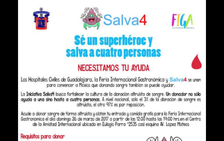 Al llegar al Hospital Civil y mencionar que eres donador altruista recibirás atención inmediata. TWITTER / @Salva4gdl