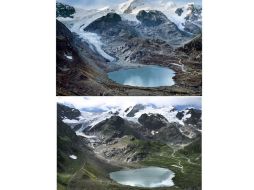 El glaciar Stein se ha encogido alrededor de 550 metros entre 2006 y 2015. AP / J. Balog