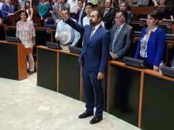 Juan Luis González Montiel, durante su toma de protesta como magistrado del TAE. TWITTER / @LegislativoJal