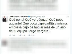 Le recuerda a Vergara que Televisa, que los volverá a transmitir, los ignoró durante un año. TWITTER / @joserra_espn