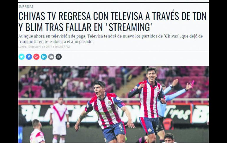 Streaming. Ahora los partidos de Chivas ya se ven por la plataforma TDN. EL INFORMADOR /