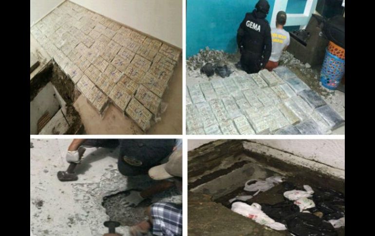 El dinero estaba oculto en compartimentos practicados en el suelo de dos viviendas de Guayaquil. TWITTER / @PoliciaEcuador