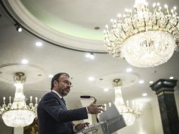 El secretario de Relaciones Exteriores de México, Luis Videgaray, durante su participación en un desayuno informativo en Madrid. EFE / E. Naranjo