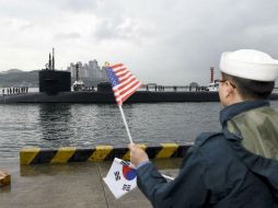 El submarino estadounidense USS Michigan llega al puerto de Busan. EFE / MARINA DE ESTADOS UNIDOS