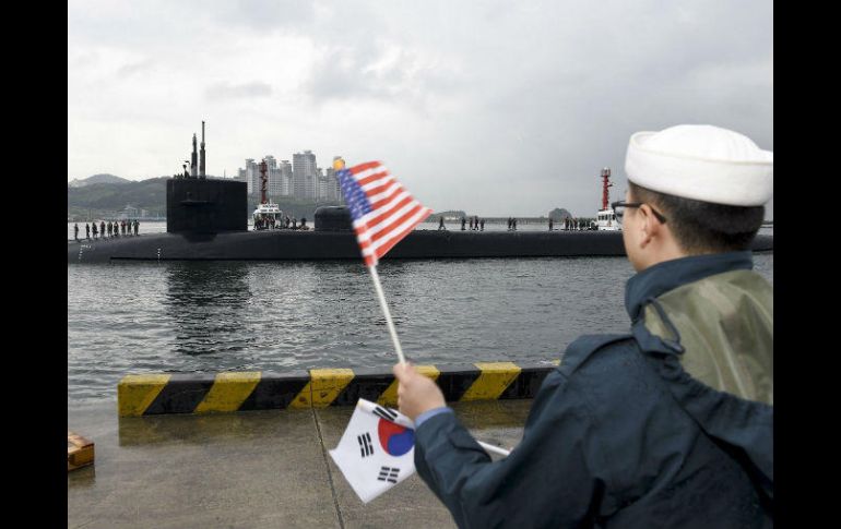 El submarino estadounidense USS Michigan llega al puerto de Busan. EFE / MARINA DE ESTADOS UNIDOS