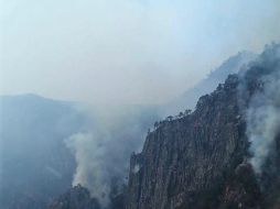 El incendio está ubicado exactamente en el Cerro de la Bandera, y en los parajes Mesa del Chayote y Tanque Verde. TWITTER / @CONAFOR