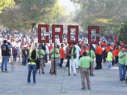 El secretario general de la CROC hace un llamado a sus agremiados a no votar por los legisladores que aprobaron la reforma. EL INFORMADOR / G. Gallo