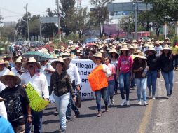 Ejidatarios de El Zapote se manifestaron este jueves para exigir el pago de sus tierras. EL INFORMADOR / M. Vargas