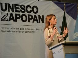 Nuria Sanz, directora de la UNESCO en México, durante su participación en el encuentro. ESPECIAL /