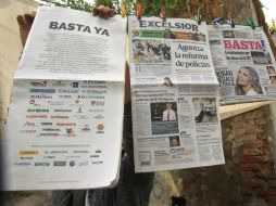 Este martes varios medios publicaron el manifiesto Basta Ya, en el cual protestan por los ataques a periodistas mexicanos. EFE / M. Guzmán