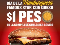 Carl´s Jr. celebrará vendiendo uno de sus productos más populares, la Famous Star, a un peso. FACEBOOK / Carl's Jr. México