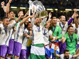 Jugadores del Real Madrid celebran su triunfo ante Juventus. EFE / P. Powell