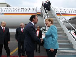 Merkel fue recibida en el aeropuerto de Ciudad de México por el titular de Relaciones Exteriores, Luis Videgaray. TWITTER / @LVidegaray