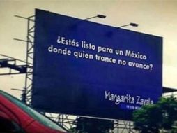 En la publicidad puede leerse la frase con el error: ‘¿Estás listo para un México donde quien trance no avance?’ TWITTER / TWITTER / @Gromit___