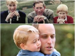 En una de las fotos se puede observar al Príncipe Carlos junto a sus hijos, William el Duque de Cambridge, y el Príncipe Harry. TWITTER / @KensingtonRoyal