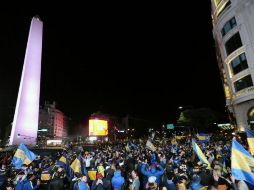 La afición de Boca Juniors salió a festejar el título. AFP / J. Brusco