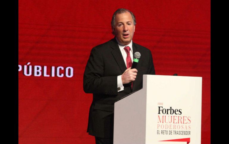 Antonio Meade habló en el Foro Forbes 'Mujeres poderosas. El reto de trascender'. NTX / G. Durán