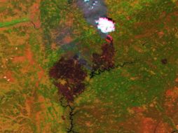 Las imágenes permiten distinguir la zona de Pedrógão Grande (centro) calcinada por el fuego. ESPECIAL / www.esa.int