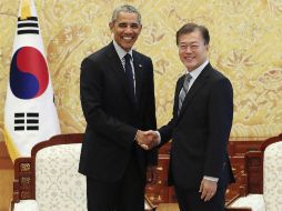 Barack Obama y Moon Jae-in subrayaron la necesidad de diálogo para solventar la actual crisis. AFP / YONHAP