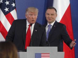 Trump participó en una rueda de prensa conjunta en Varsovia con su homólogo polaco, Andrzej Duda. AP / C. Sokolowski