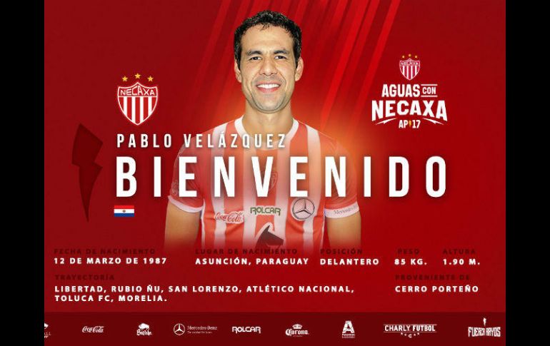 Velázquez fue campeón de goleo en el Apertura 2013 con Toluca. TWITTER / @ClubNecaxa