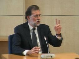 Imagen de video que muestra al presidente del Gobierno, Mariano Rajoy, durante su declaración como testigo en la Audiencia Nacional. EFE / TV ESPAÑA