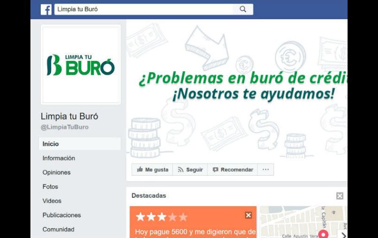 Las páginas apócrifas indican que con el amparo de la Ley Federal de Protección de Datos Personales borran los datos en un día. FACEBOOK / Limpia tu Buró