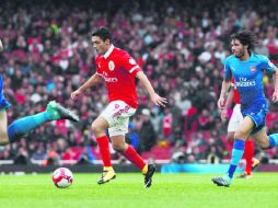 Raúl Jiménez. Ingresó a la cancha 15 minutos antes de terminar el partido, hizo dos disparos, pero no anotó. TWITTER / @SLBENFICA