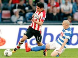 Aunque ‘Chucky’ Lozano jugó los 90 minutos en el estadio Gradski vrt, poco pudo hacer en favor del cuadro holandés. ESPECIAL / PSV