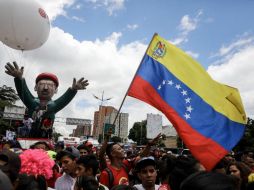 Chavistas participan en una manifestación para apoyar el establecimiento de la Asamblea este viernes en Caracas. EFE / M. Gutiérrez