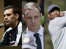 Los escándalos de Márquez (I), Pistorius (C) y Wood (I) sacudieron el mundo del deporte. ESPECIAL /